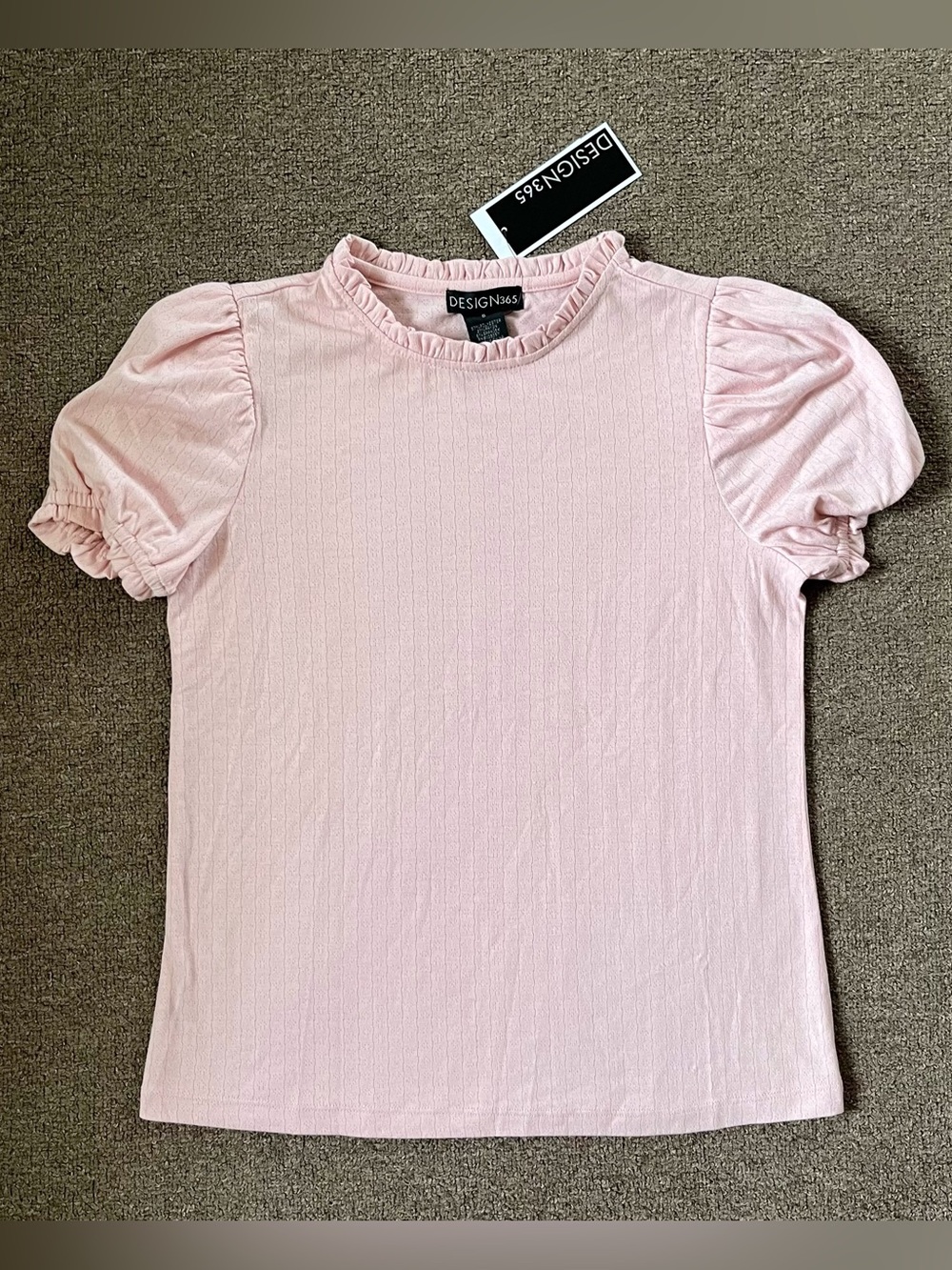Design365 Pink Lightweight Puff Sleeve Knit Top